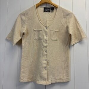 Vintage Tea Party San Francisco Scandi Button Down Top Women Size M Minimalist